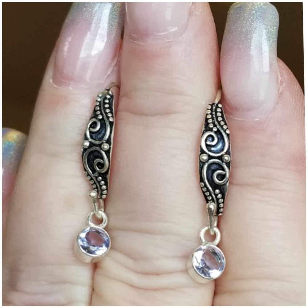 1ct Color Changing Alexandrite Earrings 1.2" - Picture 1 of 5
